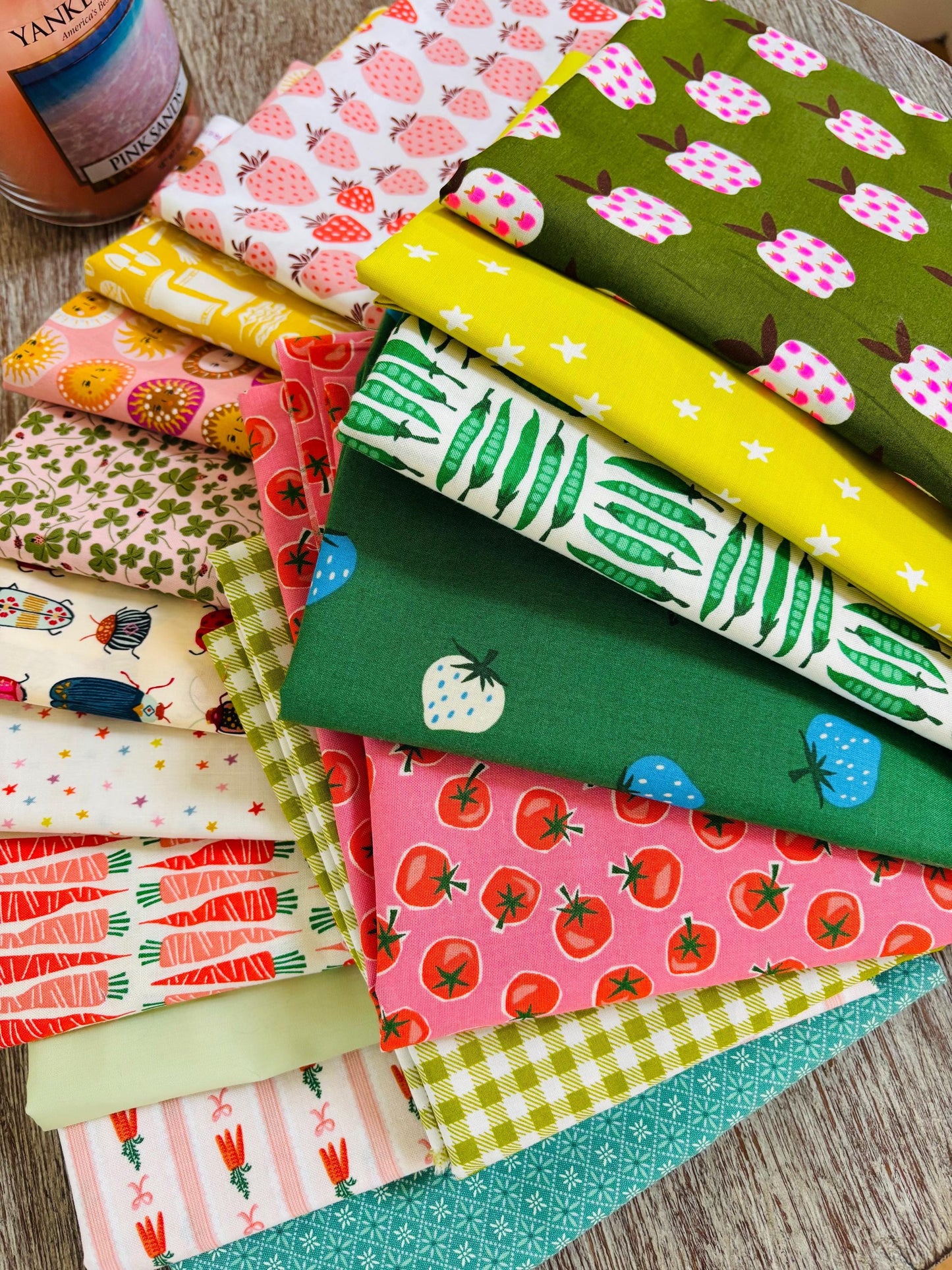 Kitchen garden fruit vegetable summer curated bundle - 16 FQ - in the garden - AGF - cotton and steel - berries - ruby star