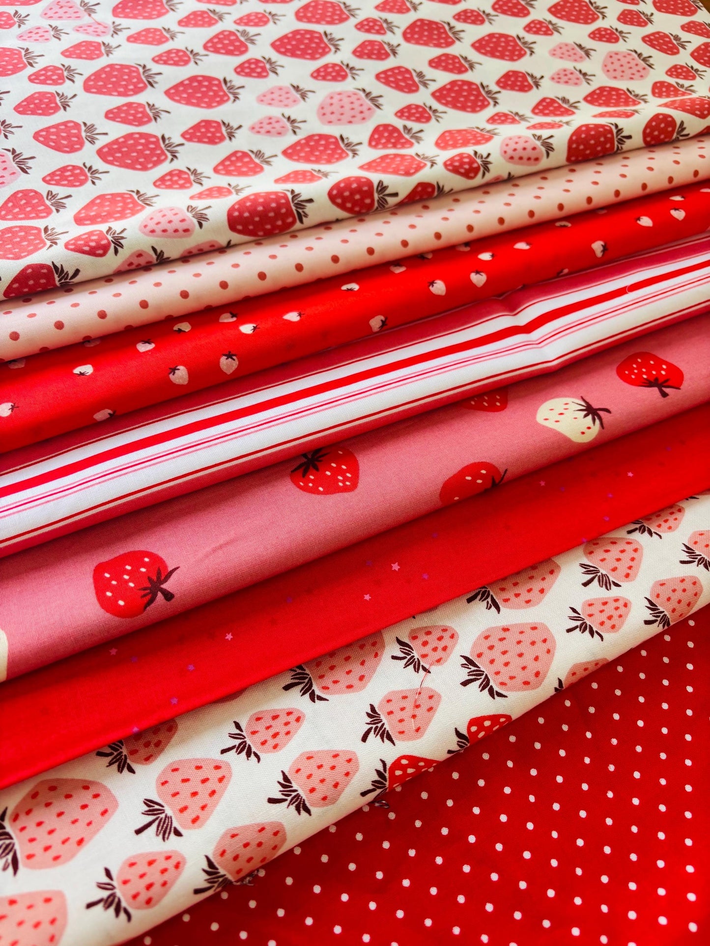 Red or Rose 9 FQ mini bundle strawberry Ruby star stripe