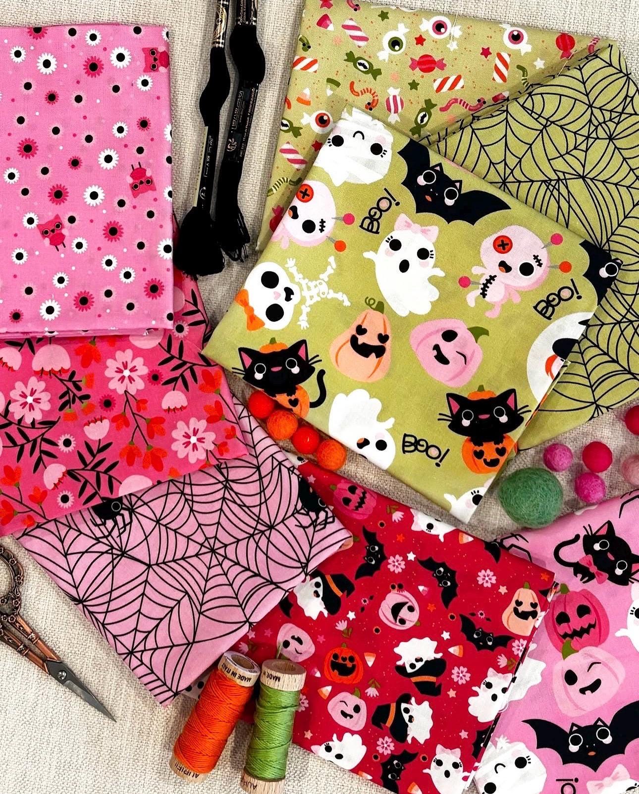 Poppie Cotton Not scary Boos With Bows Green NT26503