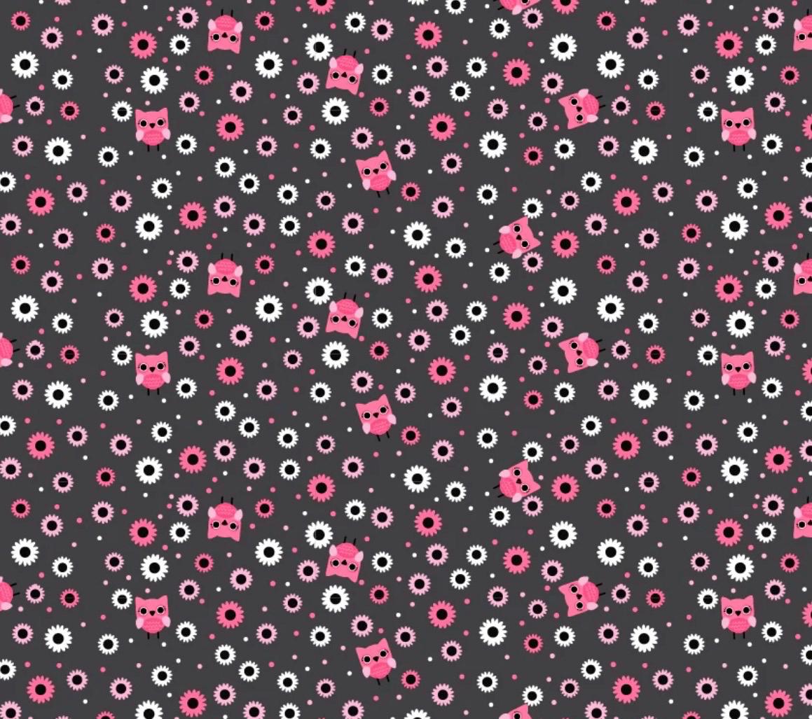 Poppie Cotton Not scary Hootie Hoot Grey NT26517
