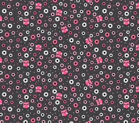 Poppie Cotton Not scary Hootie Hoot Grey NT26517
