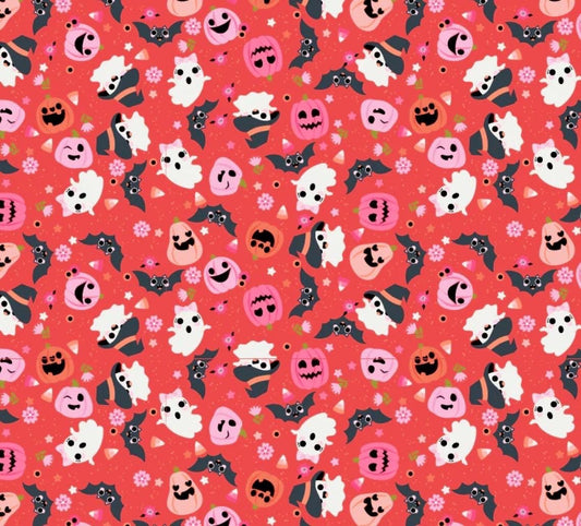 Poppie Cotton Not scary Going Batty orange NT26511