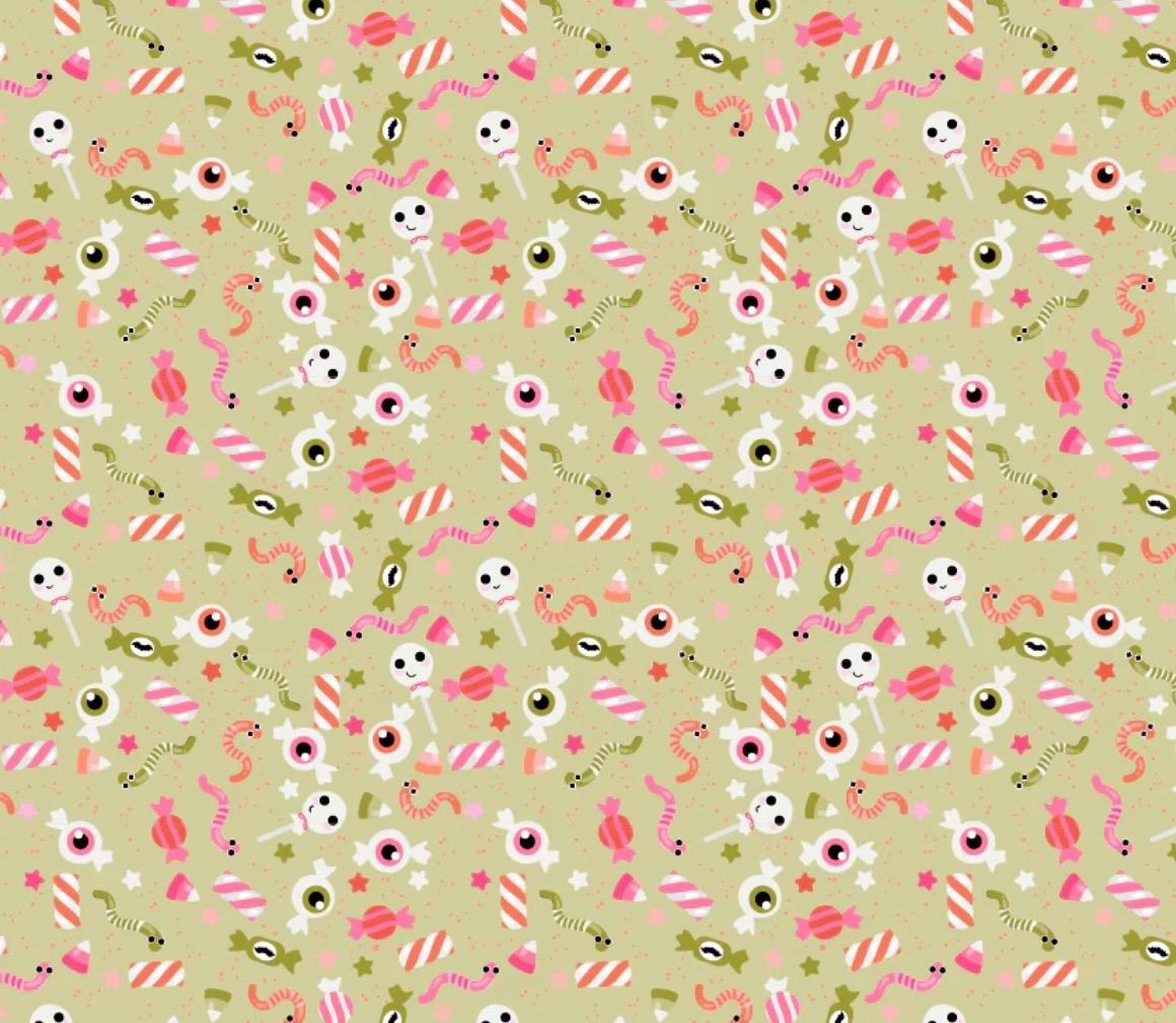Poppie Cotton Not scary Gooey Sweets greenNT26515