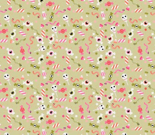 Poppie Cotton Not scary Gooey Sweets greenNT26515