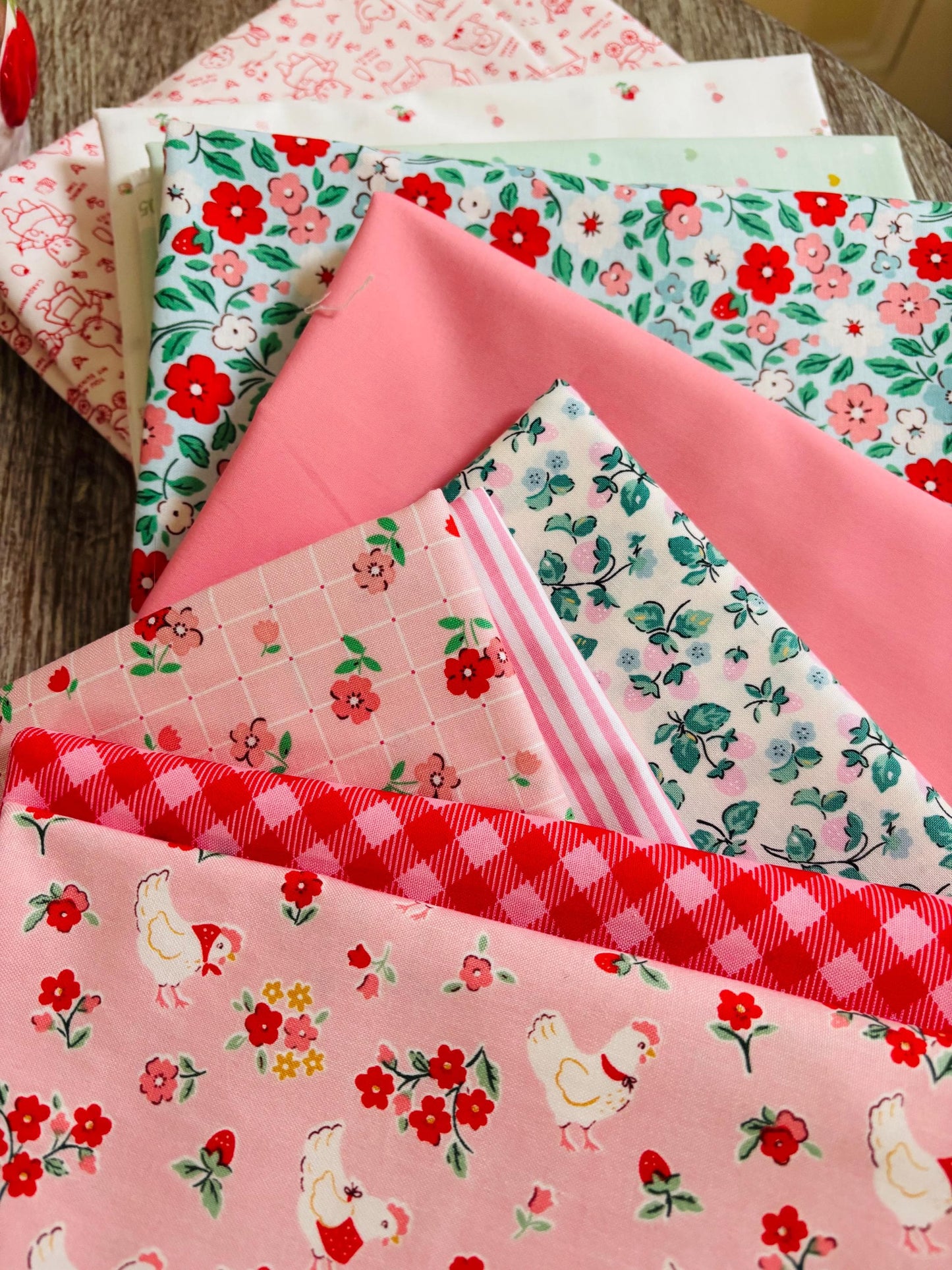 Peppermint Parfait - 10 fat quarter bundle - Poppie Cotton Stripe plaid home sweet home farmhouse fancy