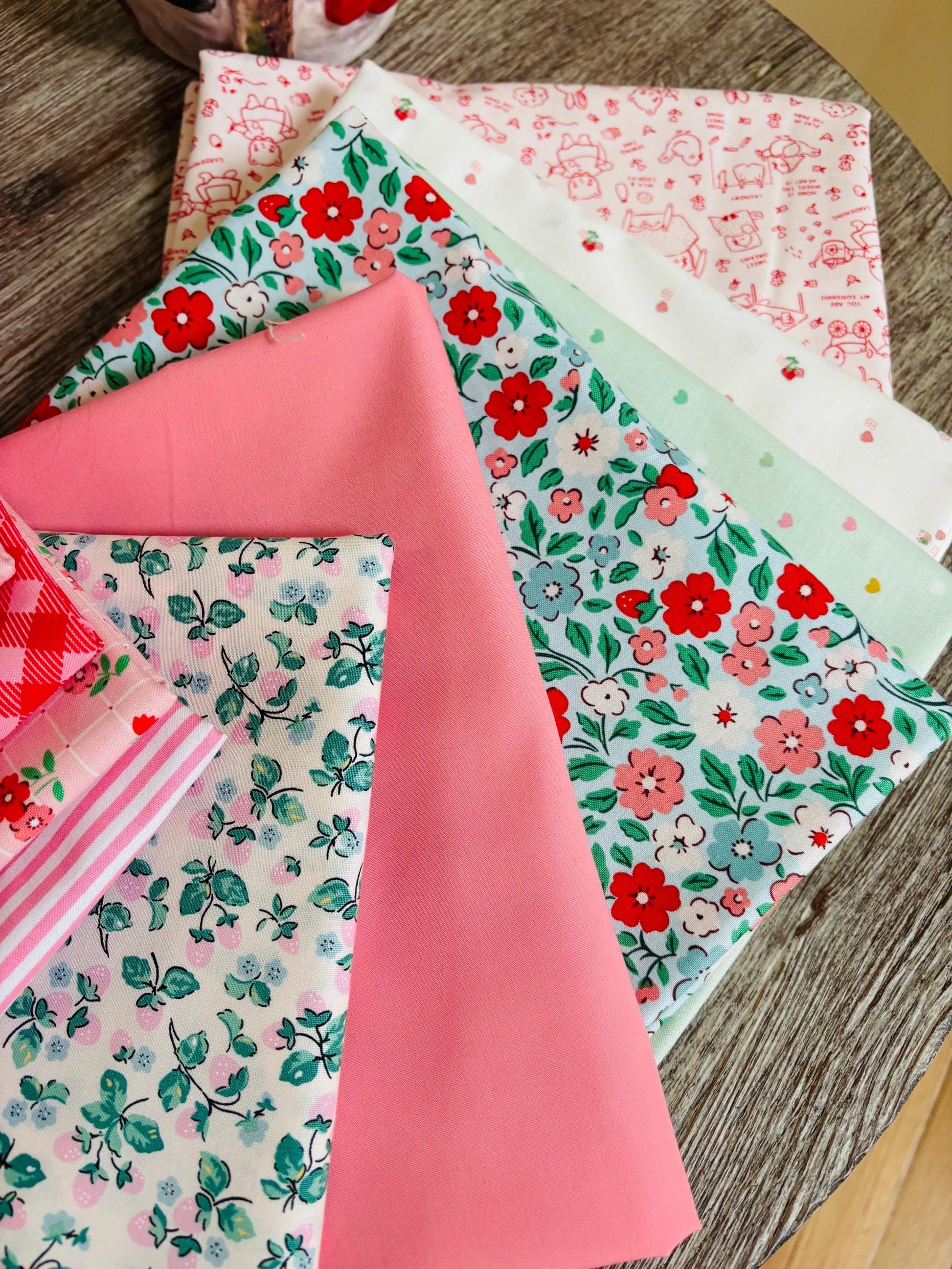 Peppermint Parfait - 10 fat quarter bundle - Poppie Cotton Stripe plaid home sweet home farmhouse fancy