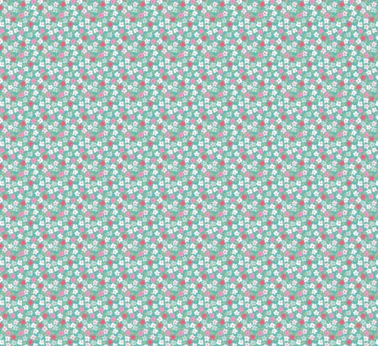Poppie Cotton Smitten chicken Wild Phlox Aqua SN251108 * preorder shipping June 26 Lori woods