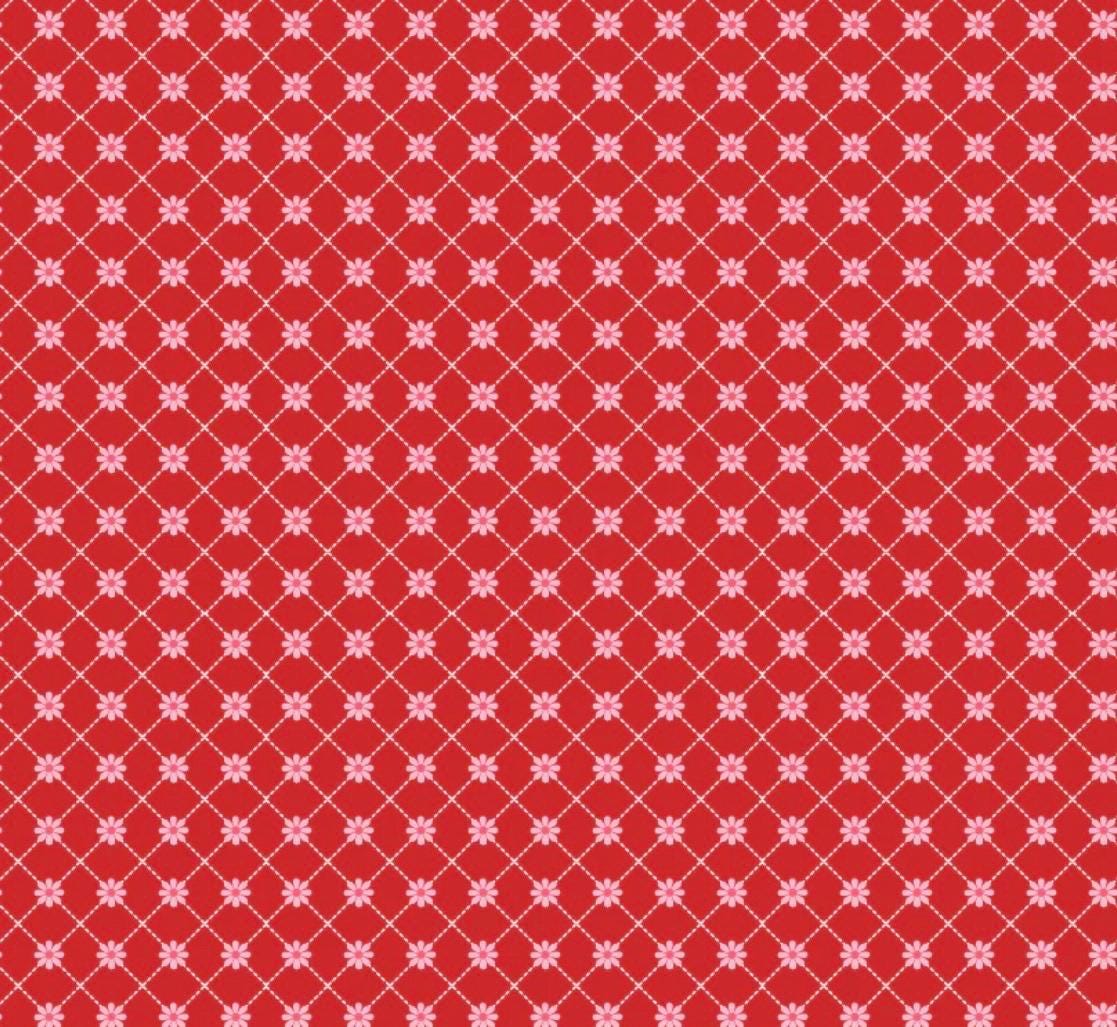 Poppie Cotton Lazy Daisy Red SN251104 * preorder shipping June 26 Lori woods Smitten chicken