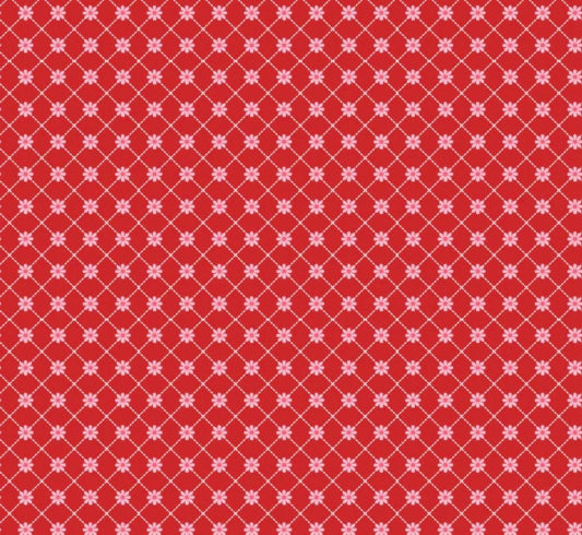 Poppie Cotton Lazy Daisy Red SN251104 * preorder shipping June 26 Lori woods Smitten chicken