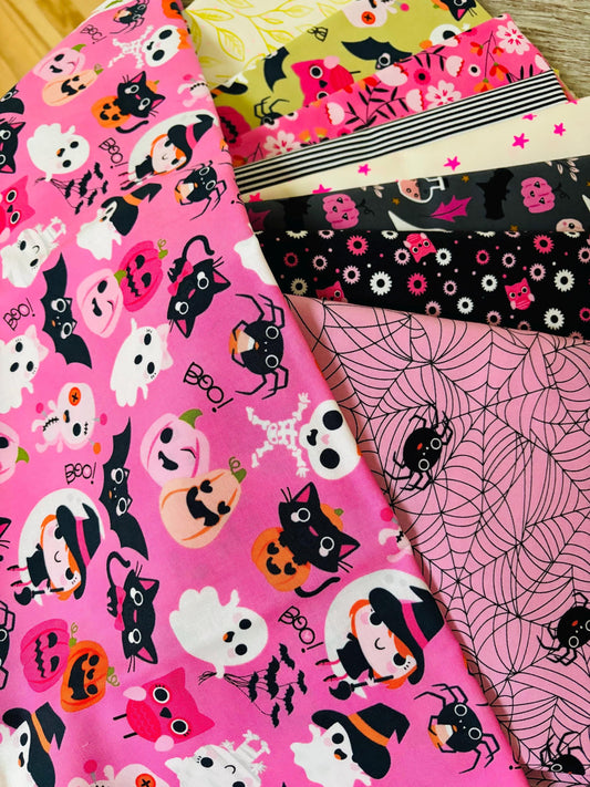 Return of pink halloween part 3 - 9 fat quarter bundle - Not scary