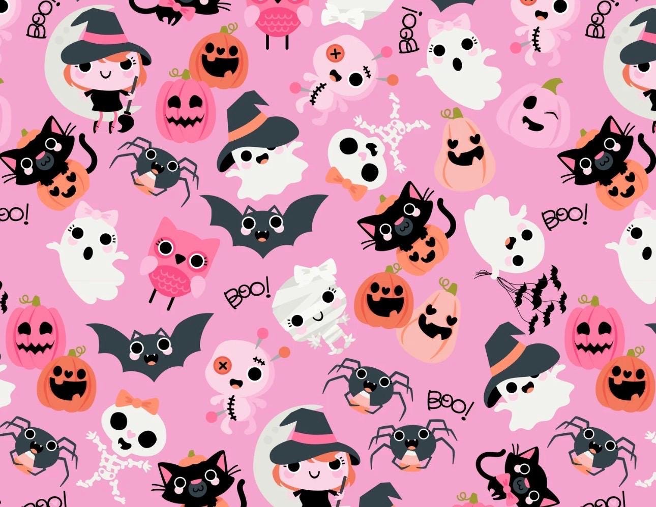 Poppie Cotton Not scary Boos With Bows Pink NT26501