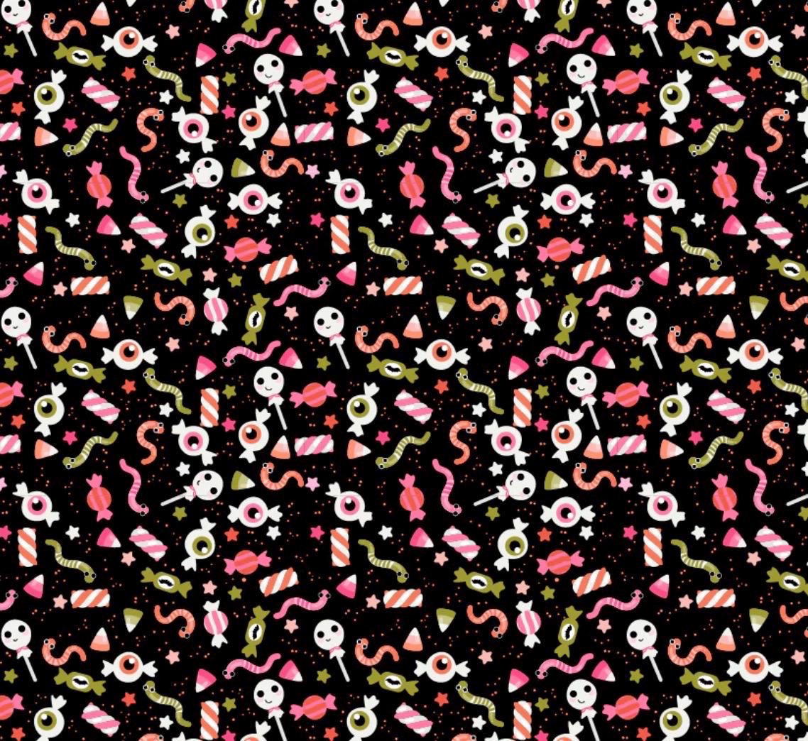 Poppie Cotton Not scary Gooey Sweets Black NT26513