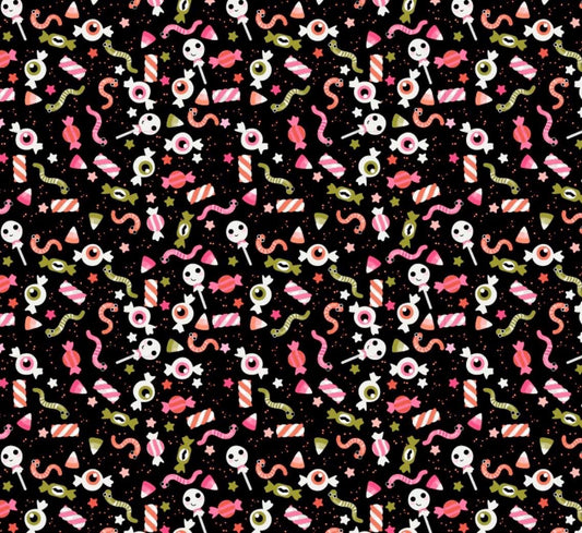 Poppie Cotton Not scary Gooey Sweets Black NT26513