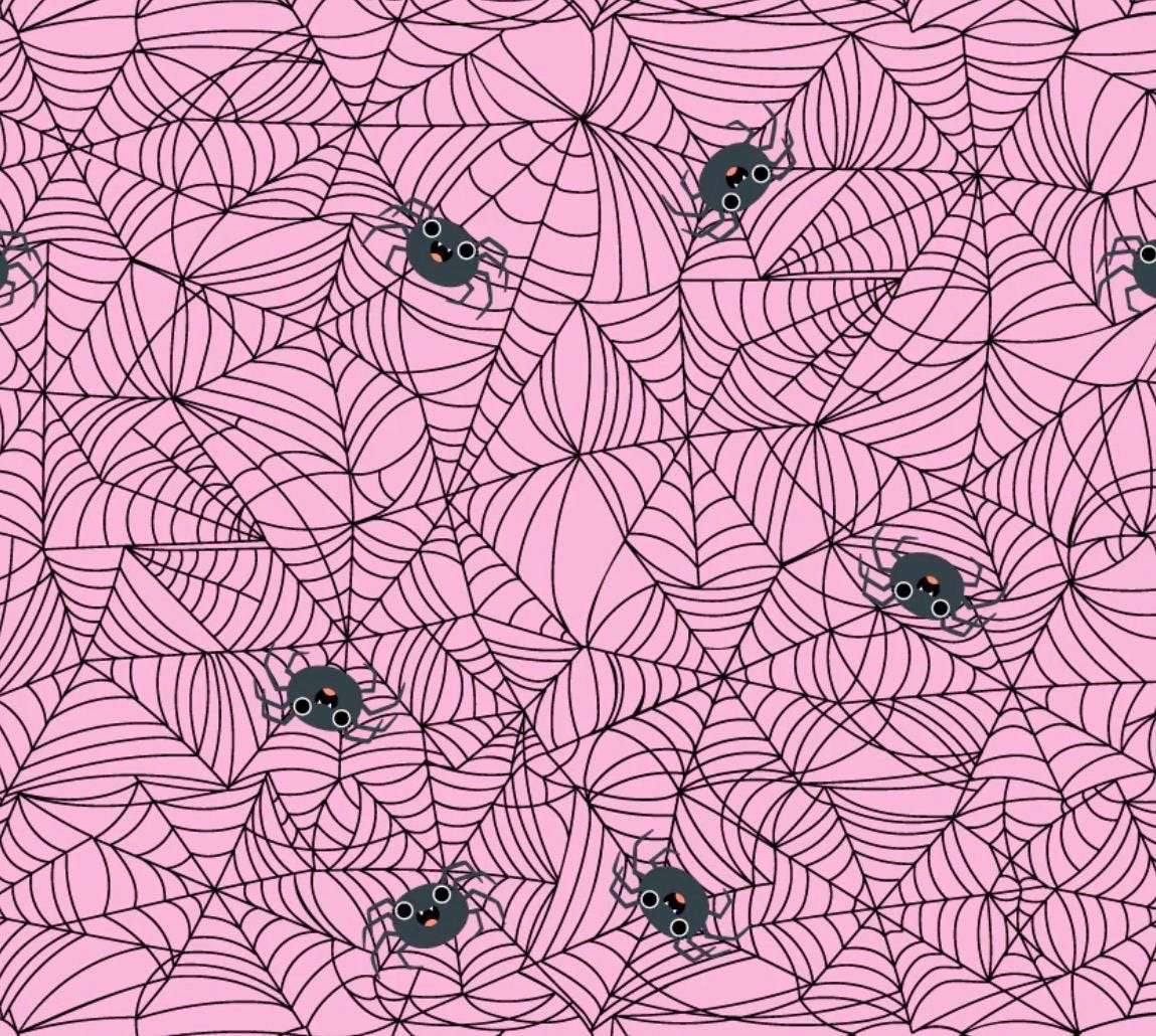 Poppie Cotton Not scary Spunky Spidey Pink NT26507