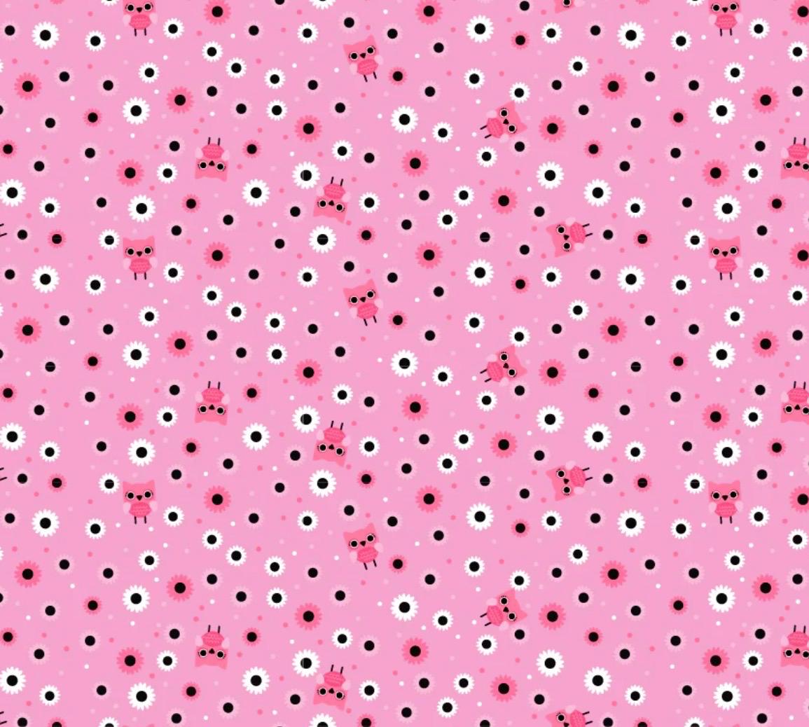 Poppie Cotton Not scary Hootie Hoot pink NT26516