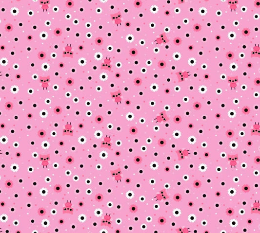 Poppie Cotton Not scary Hootie Hoot pink NT26516