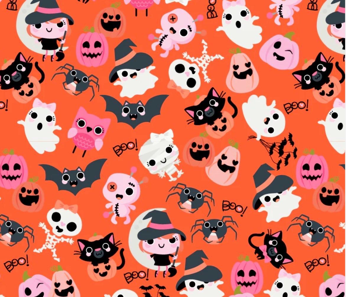 Poppie Cotton Not scary Boos With Bows orange NT26502
