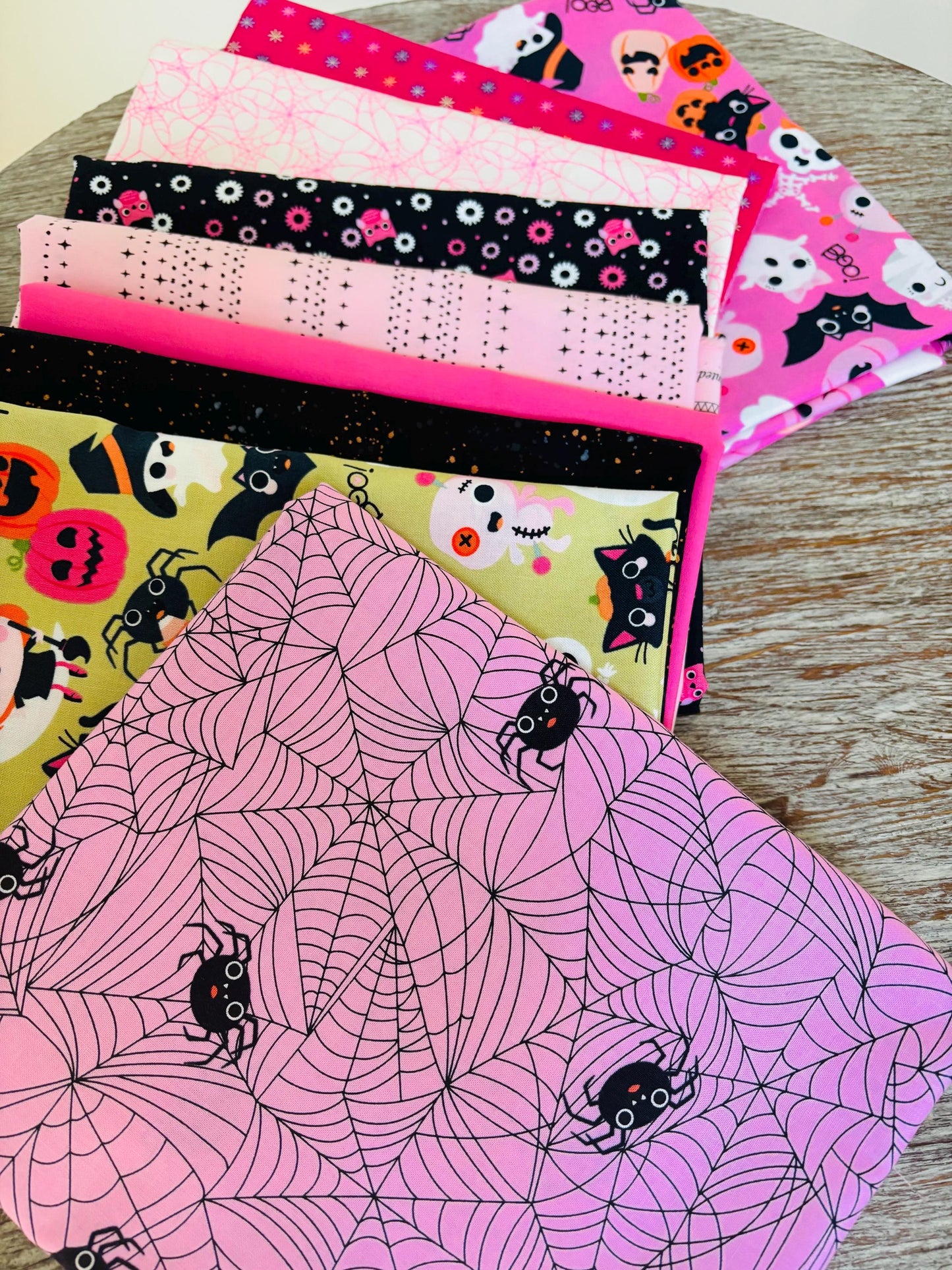 Return of pink halloween part 9 - 9 fat quarter bundle - Not scary