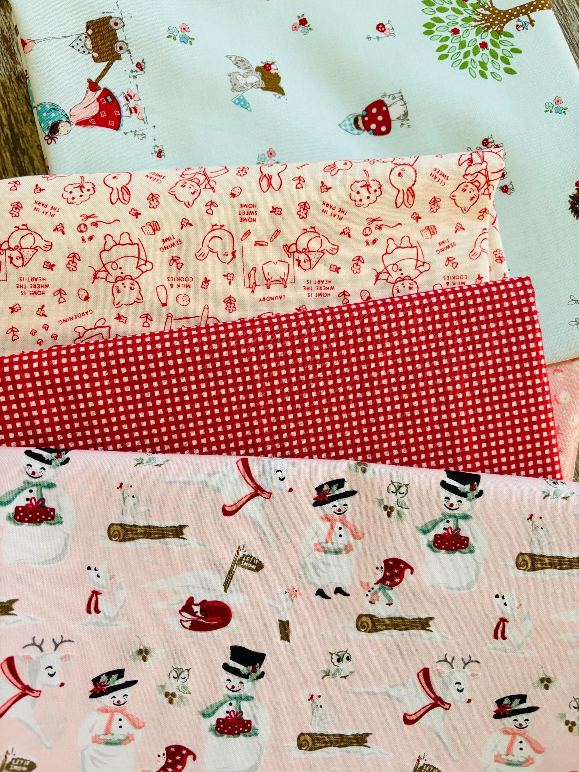 Mini 10 fq bundle Whimsical Poppie cotton + Tasha Noel for Riley Blake Designs + micro gingham