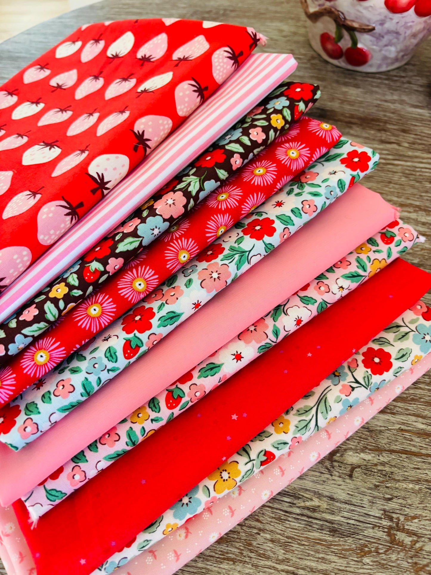 Mini 10 fq bundle Country flowers Poppie cotton + strawberry Farmhouse fancy ruby star