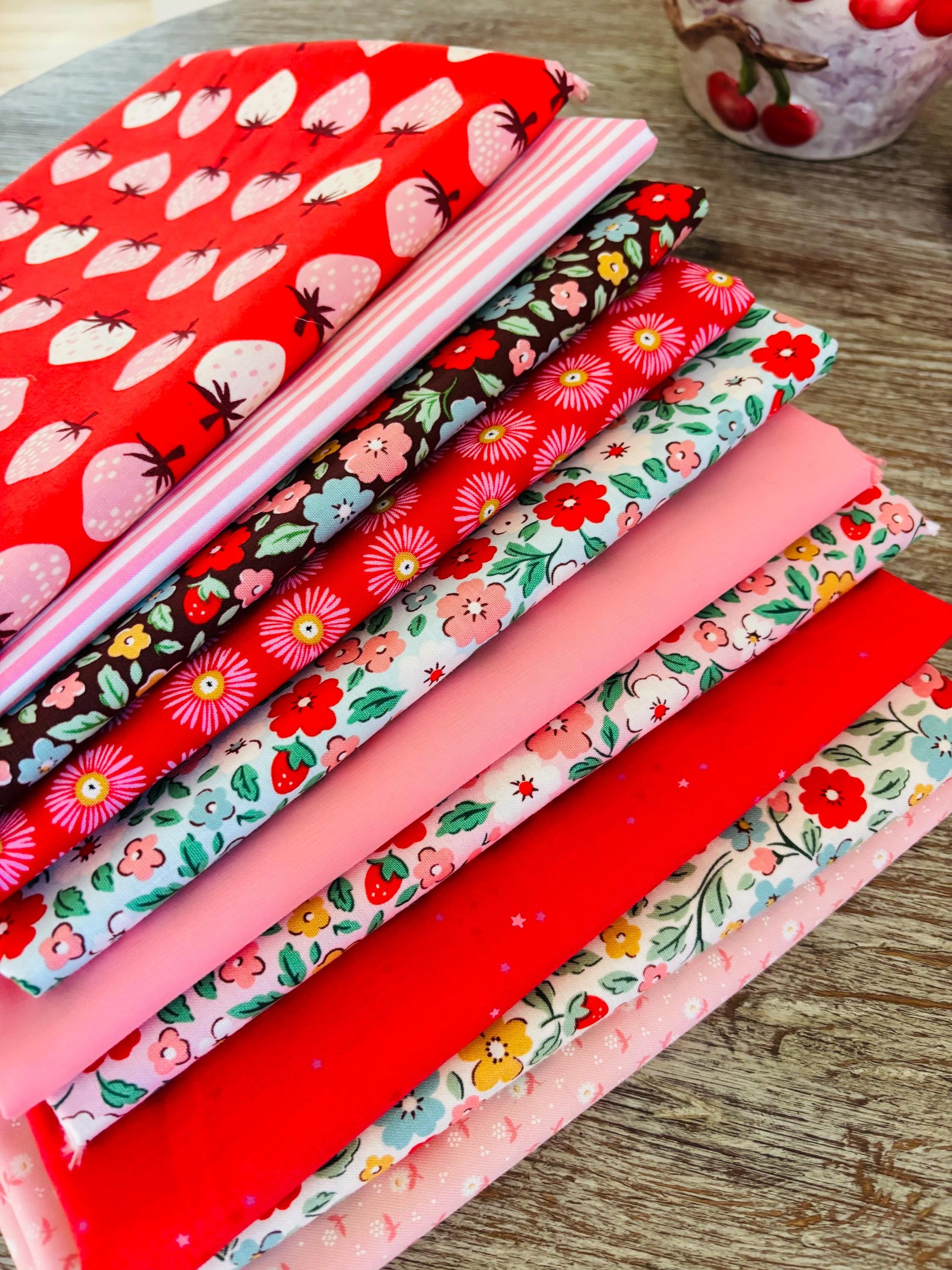 Mini 10 fq bundle Country flowers Poppie cotton + strawberry Farmhouse fancy ruby star
