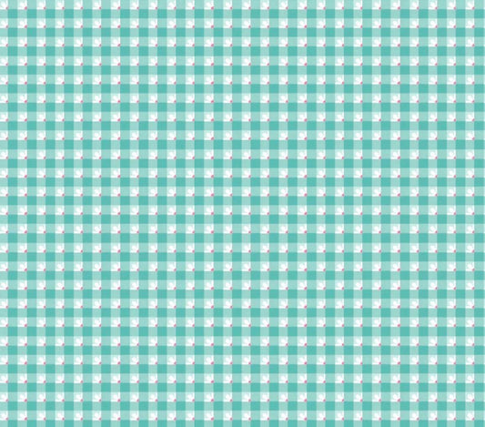 Poppie Cotton Check-a-roo aqua SN251117 * preorder shipping June 26 Lori woods Smitten chicken