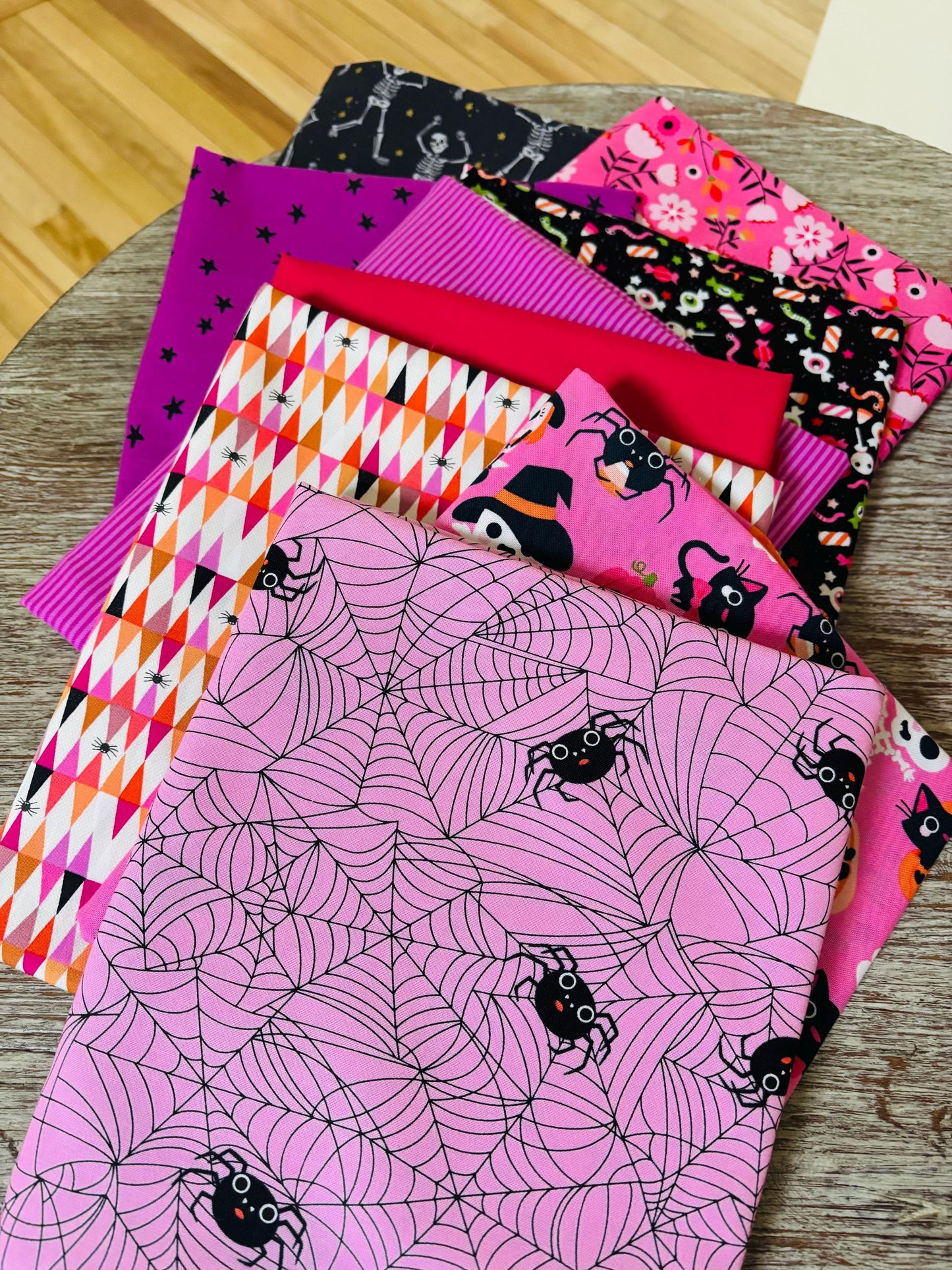 Return of pink halloween part 2 - 9 fat quarter bundle - Not scary
