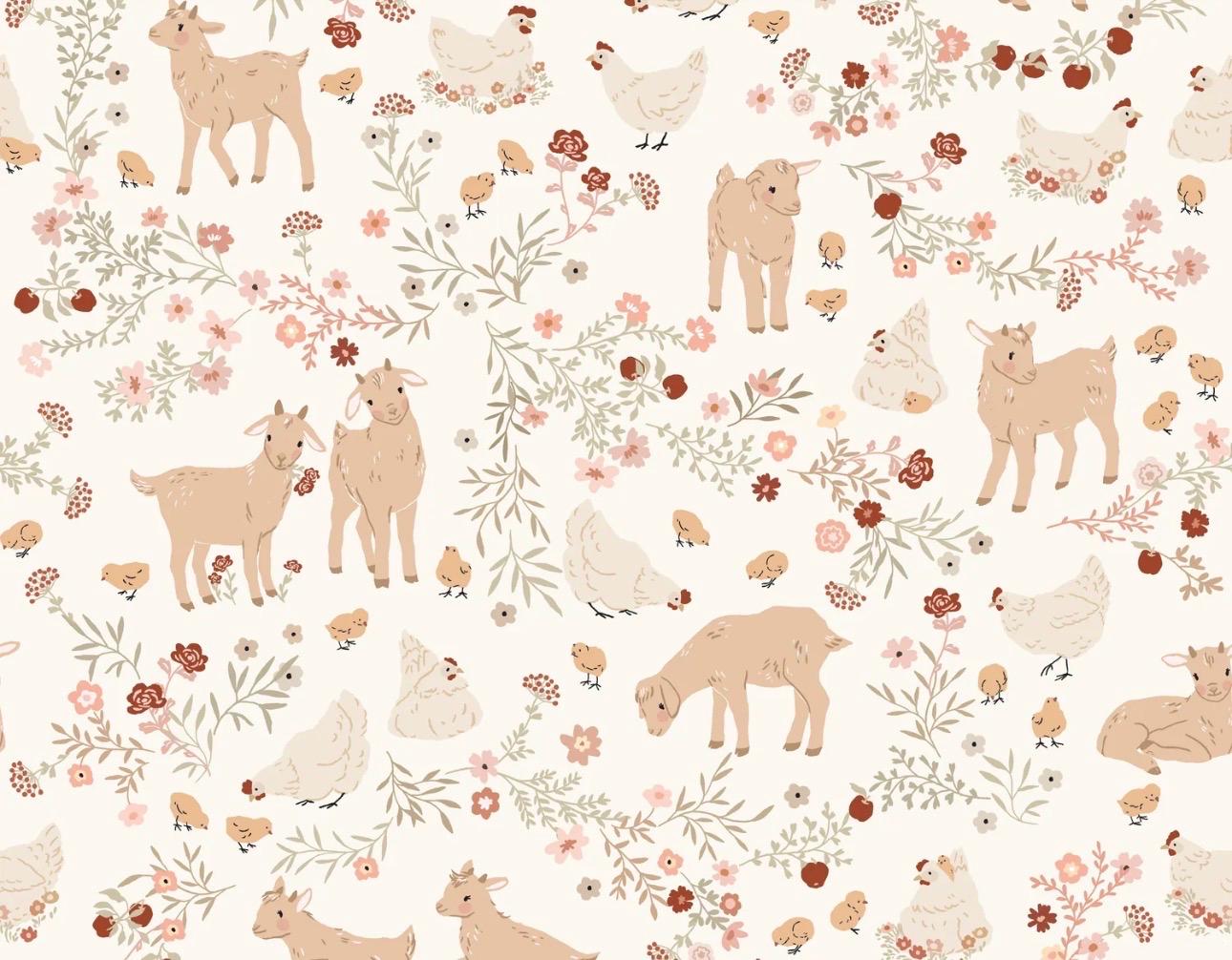 Poppie Cotton Barnyard Babies white PR26843 * preorder shipping August 26 Michal Marko primrose & parsley