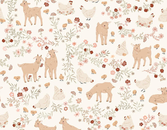 Poppie Cotton Barnyard Babies white PR26843 * preorder shipping August 26 Michal Marko primrose & parsley