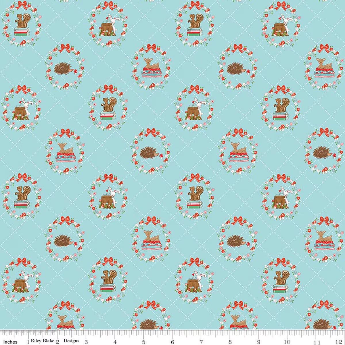 Whimsical Woodland animals C17641 - aqua Tasha Noel for Riley Blake Designs