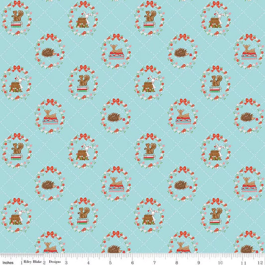 Whimsical Woodland animals C17641 - aqua Tasha Noel for Riley Blake Designs