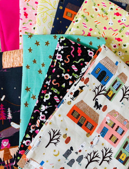 Find me on Halloween street - 9 fat quarter bundle - Not scary