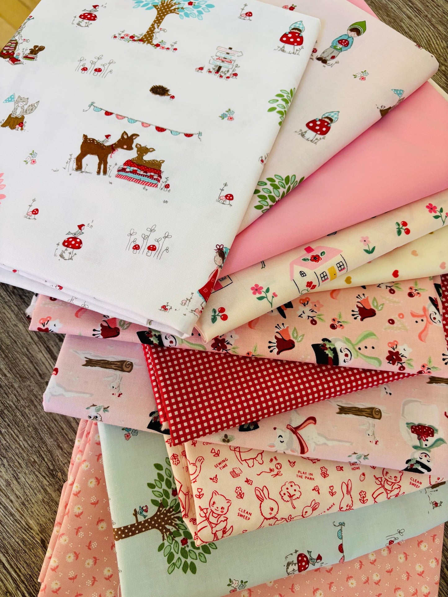 Mini 10 fq bundle Whimsical Poppie cotton + Tasha Noel for Riley Blake Designs + micro gingham
