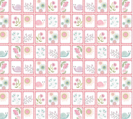 Poppie Cotton le petit escargot Designed by Lori Woods snail mail white