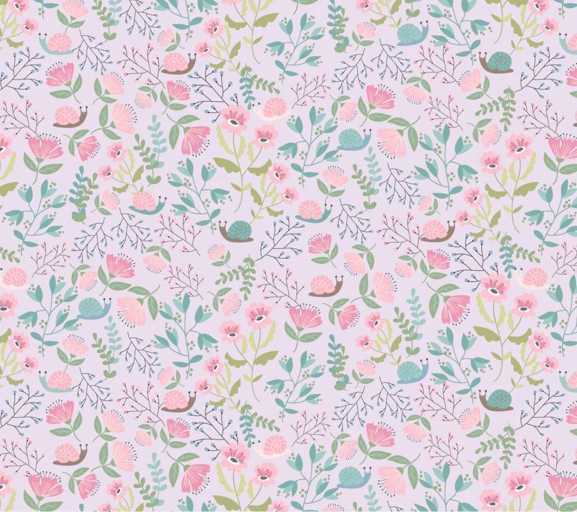 Poppie Cotton le petit escargot Designed by Lori Woods hiding out lavender