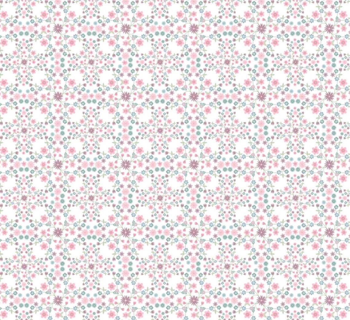 Poppie Cotton le petit escargot Designed by Lori Woods Blooms & Vines White