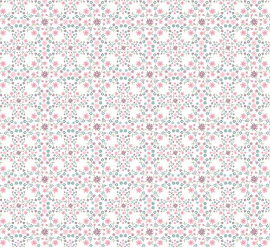 Poppie Cotton le petit escargot Designed by Lori Woods Blooms & Vines White