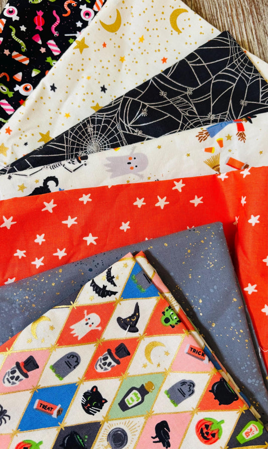 One of a kind Halloween bundle #3 (18" x 22") - 7 fat quarter bundle