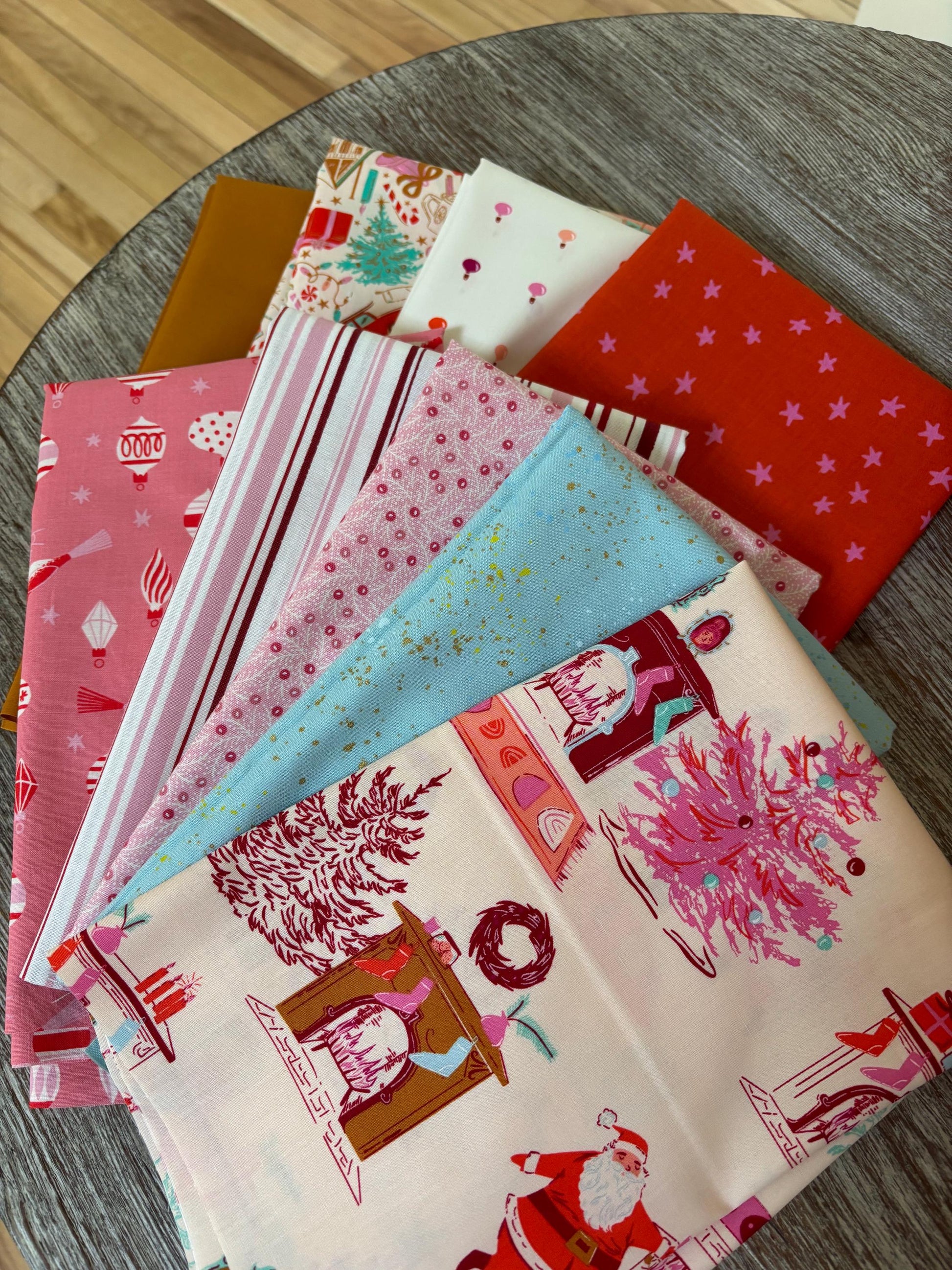 Return of pink Christmas part 1 - 9 fat quarter bundle - christmas in color starry speckled RSS AGF Poppie