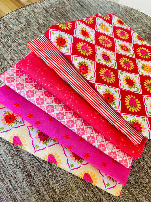 summer - 6 fat quarter bundle - Poppie Cotton speckled calico starry stripe