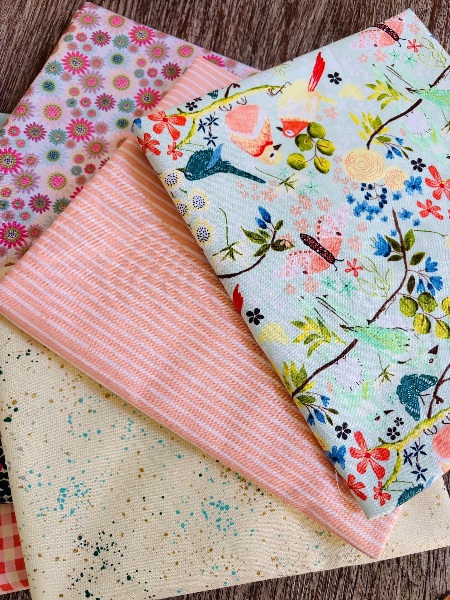 Dawn chorus - 6 fat quarter bundle Poppie cotton Liberty gingham serenity