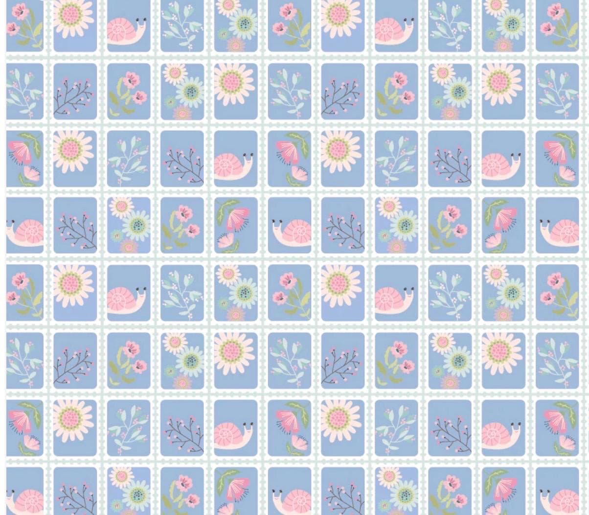 Poppie Cotton le petit escargot Designed by Lori Woods snail mail blue