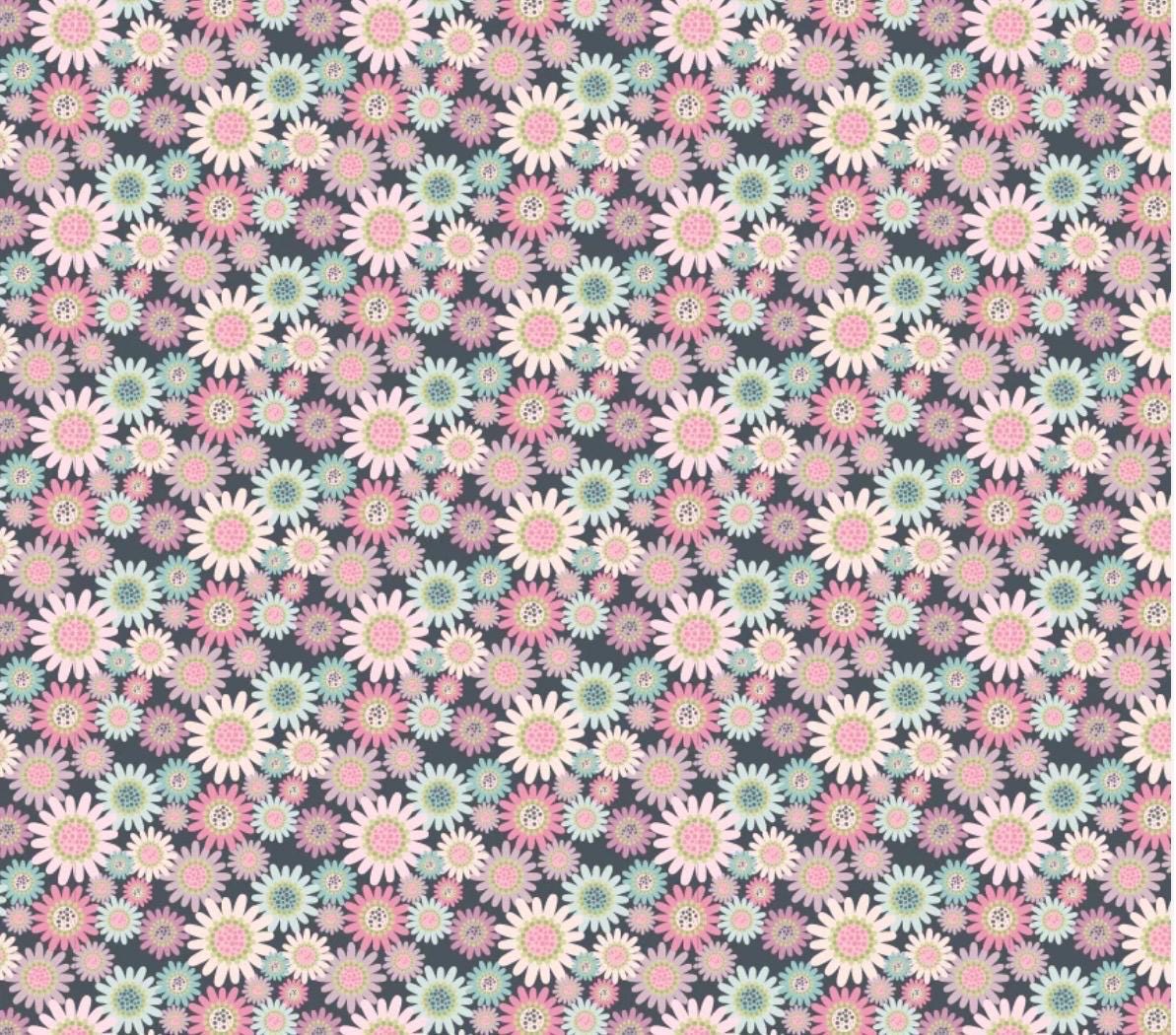 Poppie Cotton le petit escargot Designed by Lori Woods Sunny Daisies grey