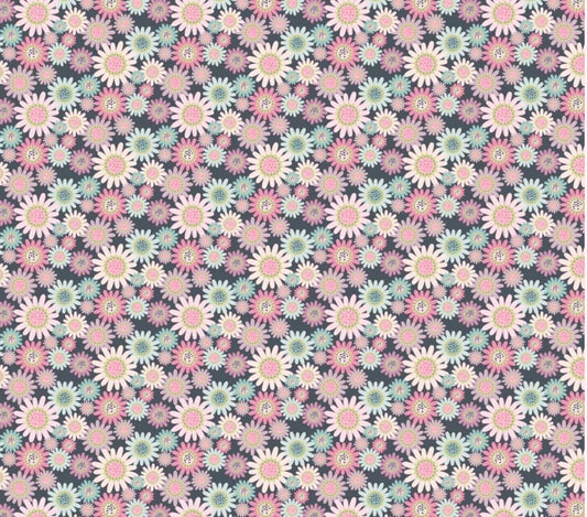 Poppie Cotton le petit escargot Designed by Lori Woods Sunny Daisies grey