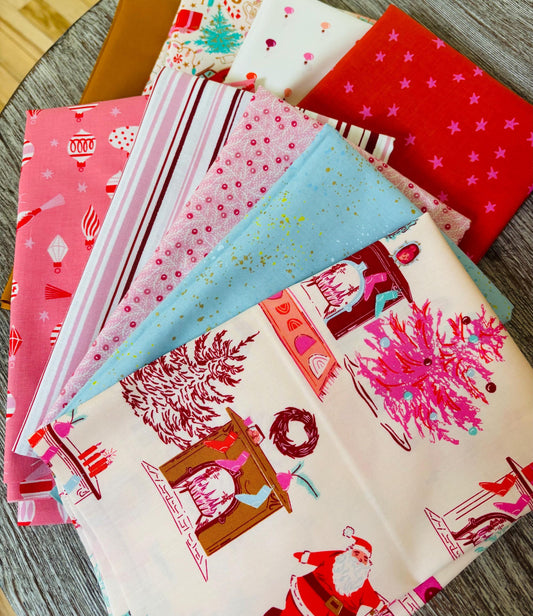 Return of pink Christmas part 1 - 9 fat quarter bundle - christmas in color starry speckled RSS AGF Poppie