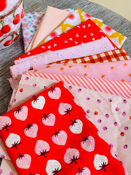 Just peachy summer - 10 fat quarter bundle - Ruby star- speckled strawberry starry AGF