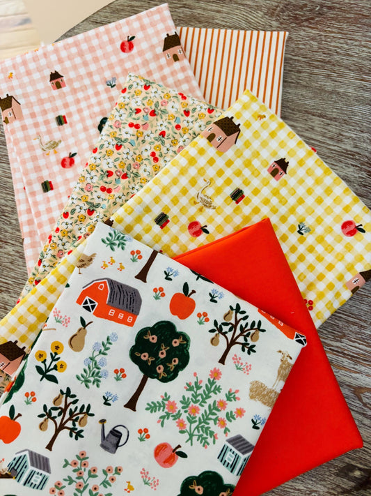 Home sweet home farmhouse, mini bundle - 6 fat quarter gingham Ruby AGF cotton + steel