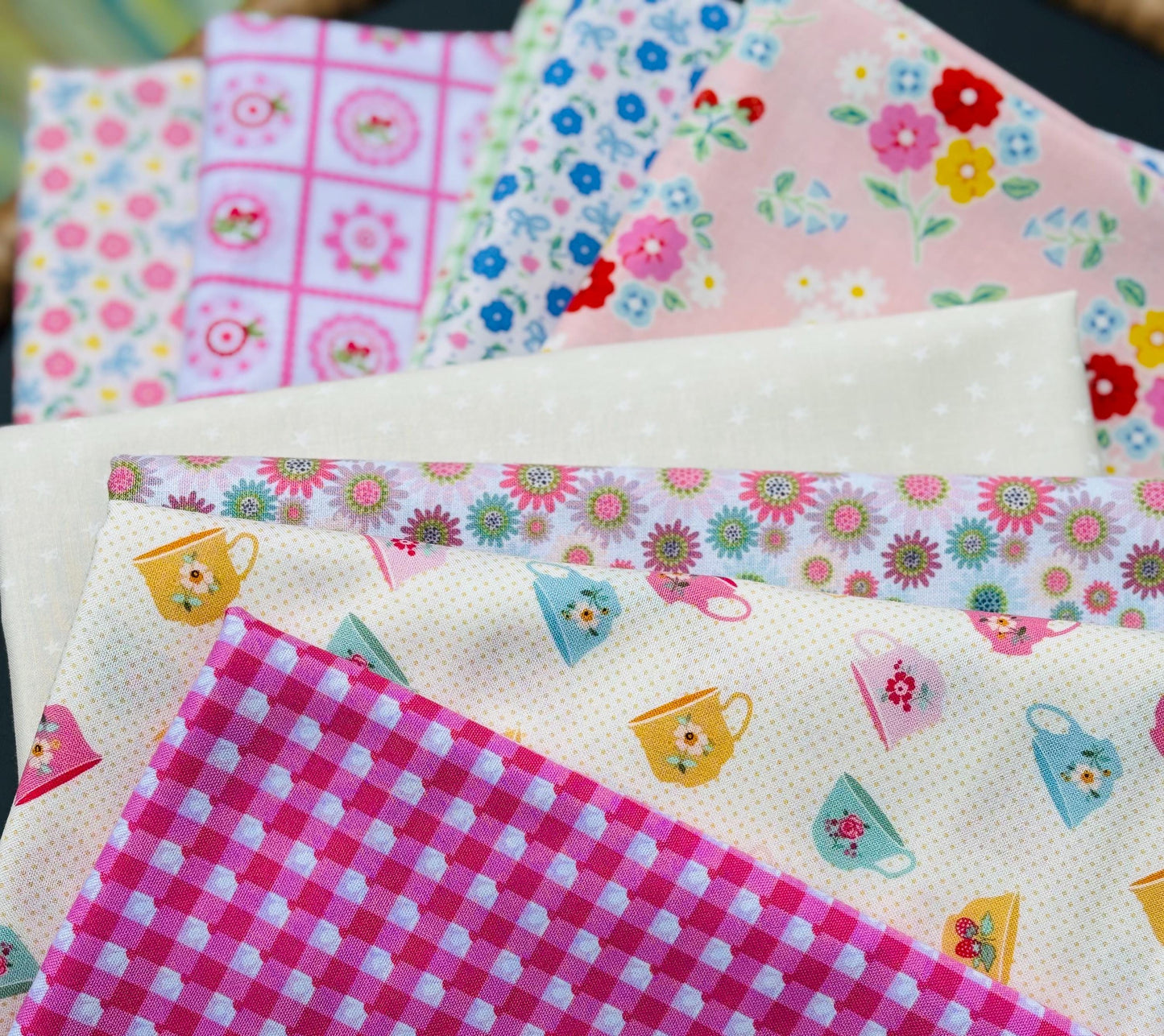 Pretty Poppie - 9 fat quarter bundle - Poppie Cotton starry smitten chicken bluebells & buttercups #1