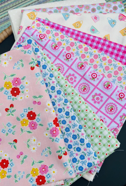 Pretty Poppie - 9 fat quarter bundle - Poppie Cotton starry smitten chicken bluebells & buttercups #1
