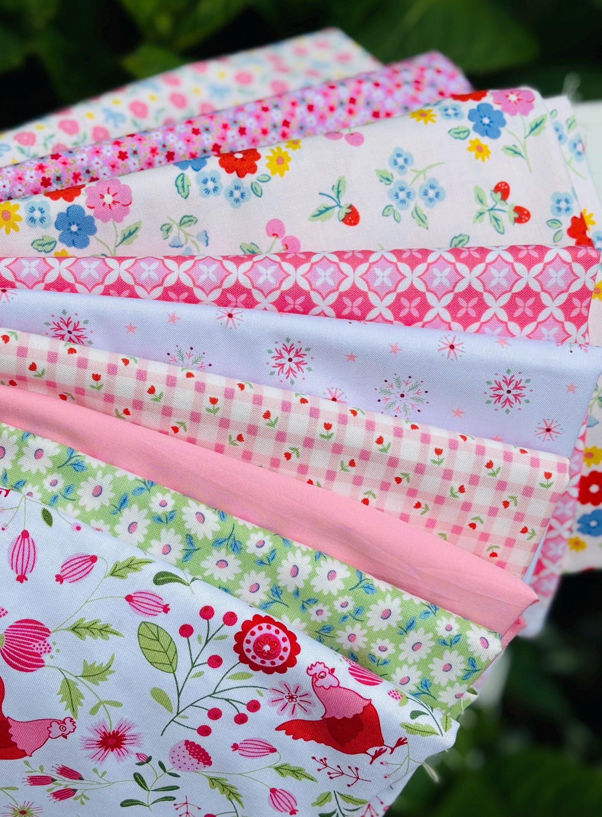 Pretty Poppie - 9 fat quarter bundle - Poppie Cotton starry smitten chicken bluebells & buttercups #2